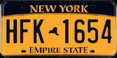 NY license plate HFK1654