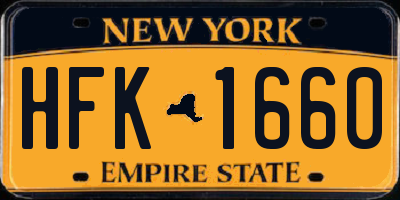 NY license plate HFK1660