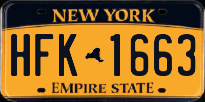 NY license plate HFK1663