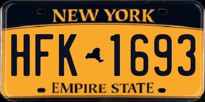 NY license plate HFK1693