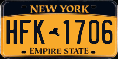NY license plate HFK1706