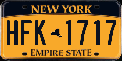 NY license plate HFK1717
