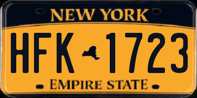 NY license plate HFK1723