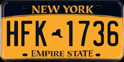 NY license plate HFK1736
