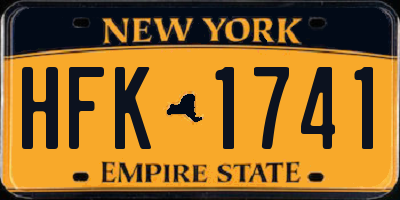 NY license plate HFK1741