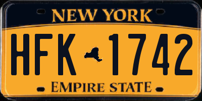 NY license plate HFK1742