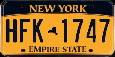 NY license plate HFK1747