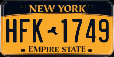 NY license plate HFK1749