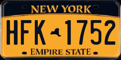 NY license plate HFK1752