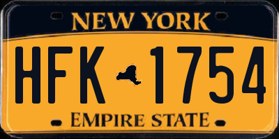 NY license plate HFK1754