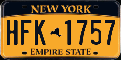 NY license plate HFK1757