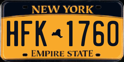 NY license plate HFK1760
