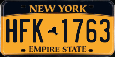 NY license plate HFK1763
