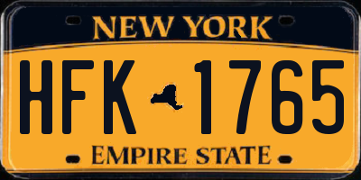 NY license plate HFK1765