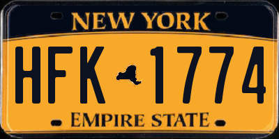 NY license plate HFK1774