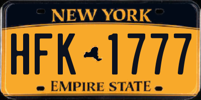 NY license plate HFK1777