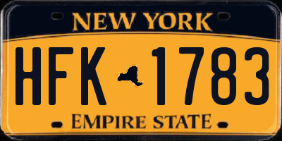 NY license plate HFK1783