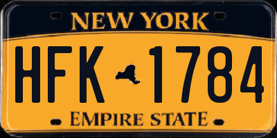 NY license plate HFK1784