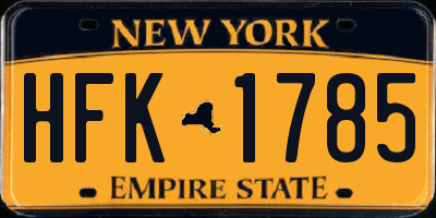 NY license plate HFK1785