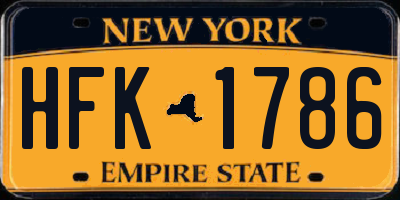 NY license plate HFK1786