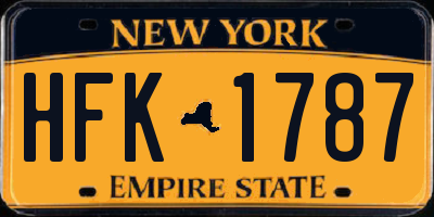 NY license plate HFK1787