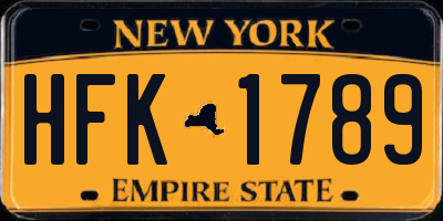 NY license plate HFK1789