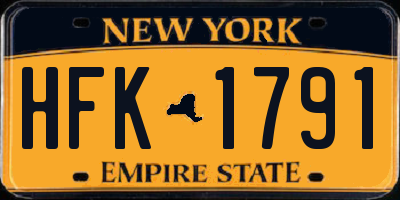 NY license plate HFK1791