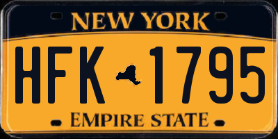 NY license plate HFK1795