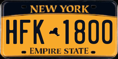 NY license plate HFK1800