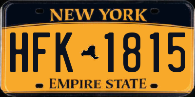 NY license plate HFK1815