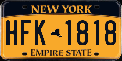 NY license plate HFK1818