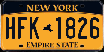 NY license plate HFK1826