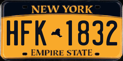 NY license plate HFK1832