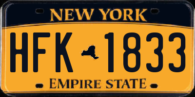 NY license plate HFK1833