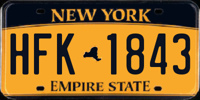 NY license plate HFK1843