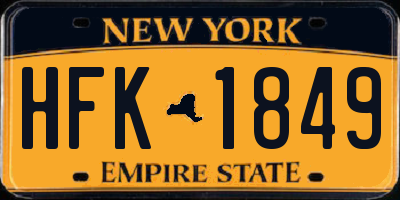 NY license plate HFK1849