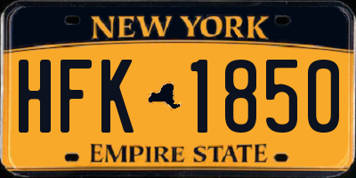 NY license plate HFK1850