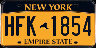 NY license plate HFK1854