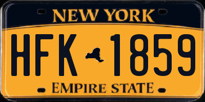 NY license plate HFK1859