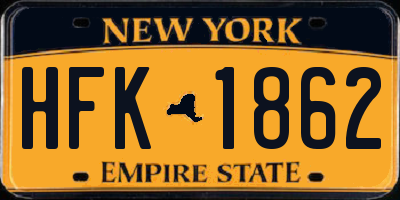 NY license plate HFK1862