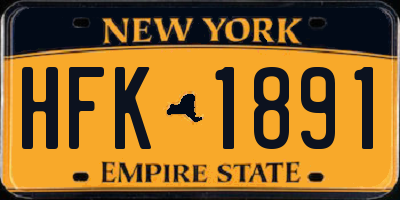 NY license plate HFK1891