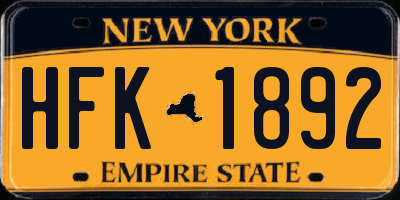 NY license plate HFK1892