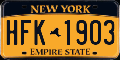 NY license plate HFK1903