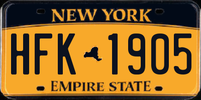 NY license plate HFK1905