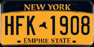 NY license plate HFK1908