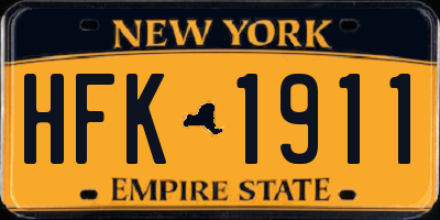 NY license plate HFK1911