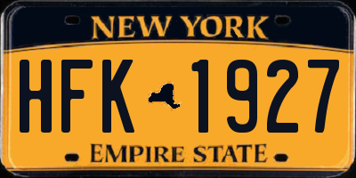 NY license plate HFK1927
