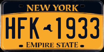 NY license plate HFK1933