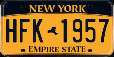 NY license plate HFK1957