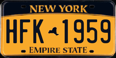 NY license plate HFK1959